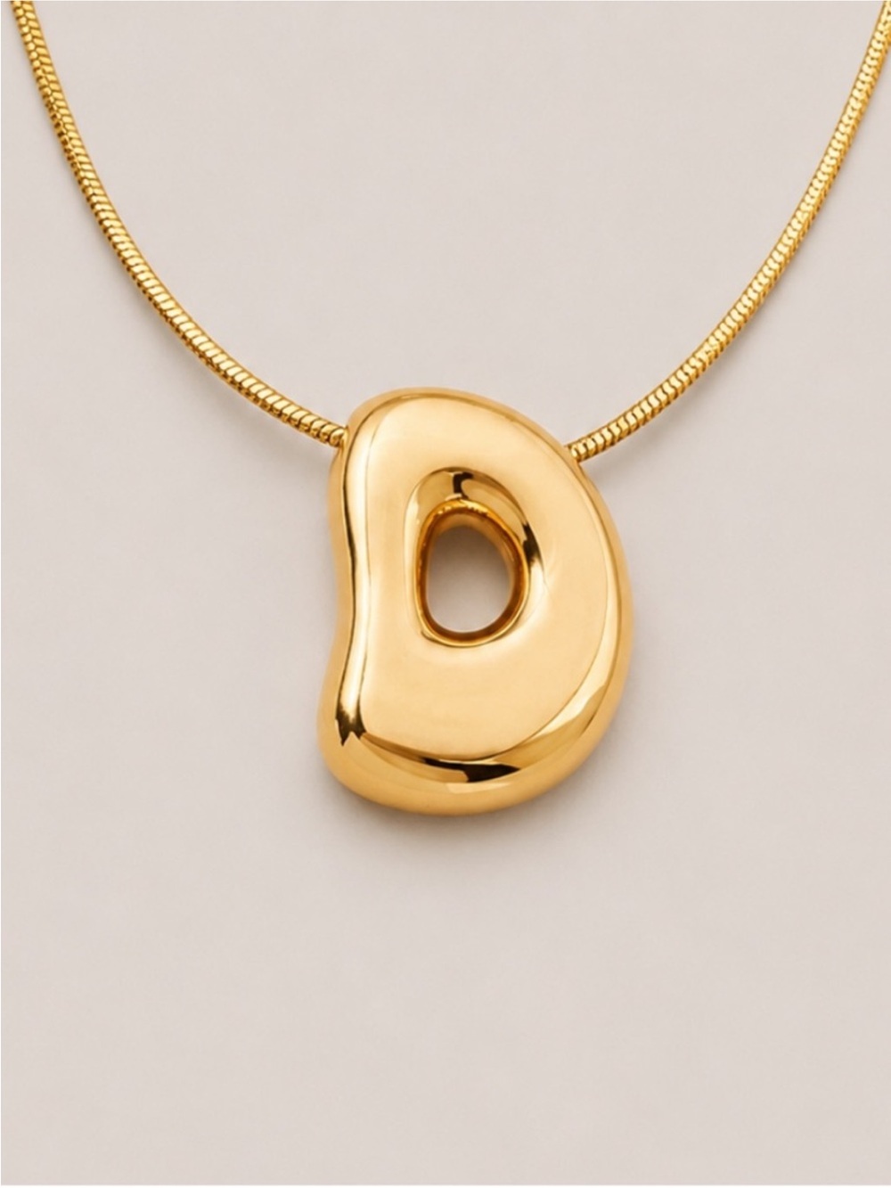 New! Gold Bubble Monogram Initial Letter Necklace NWOT